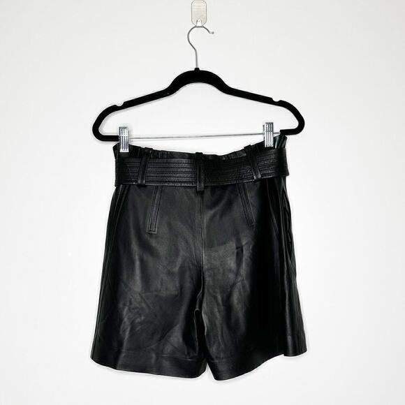 NWT Vince Lamb Leather High Rise Tie Shorts Women's Black Size 6 $895 - Picture 5 of 10